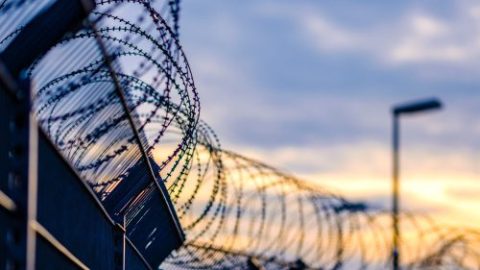 Razor wire on prison fence